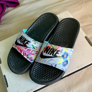 Floral Nike Slides